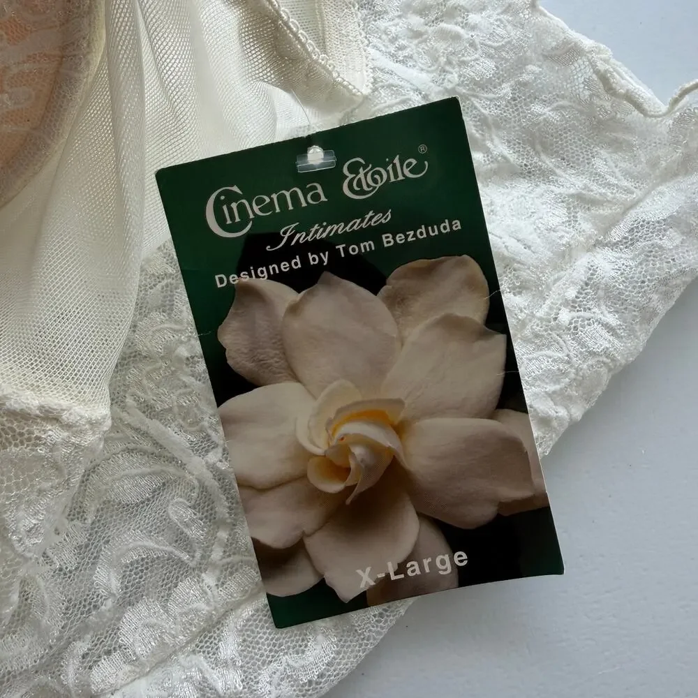 Vintage Y2K Cinema Etoile Ivory Cream Lace Bridal Chemise Lingerie Size XL NWT